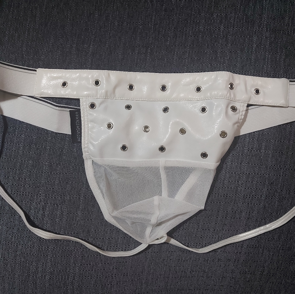 Mens jockstrap leather mesh